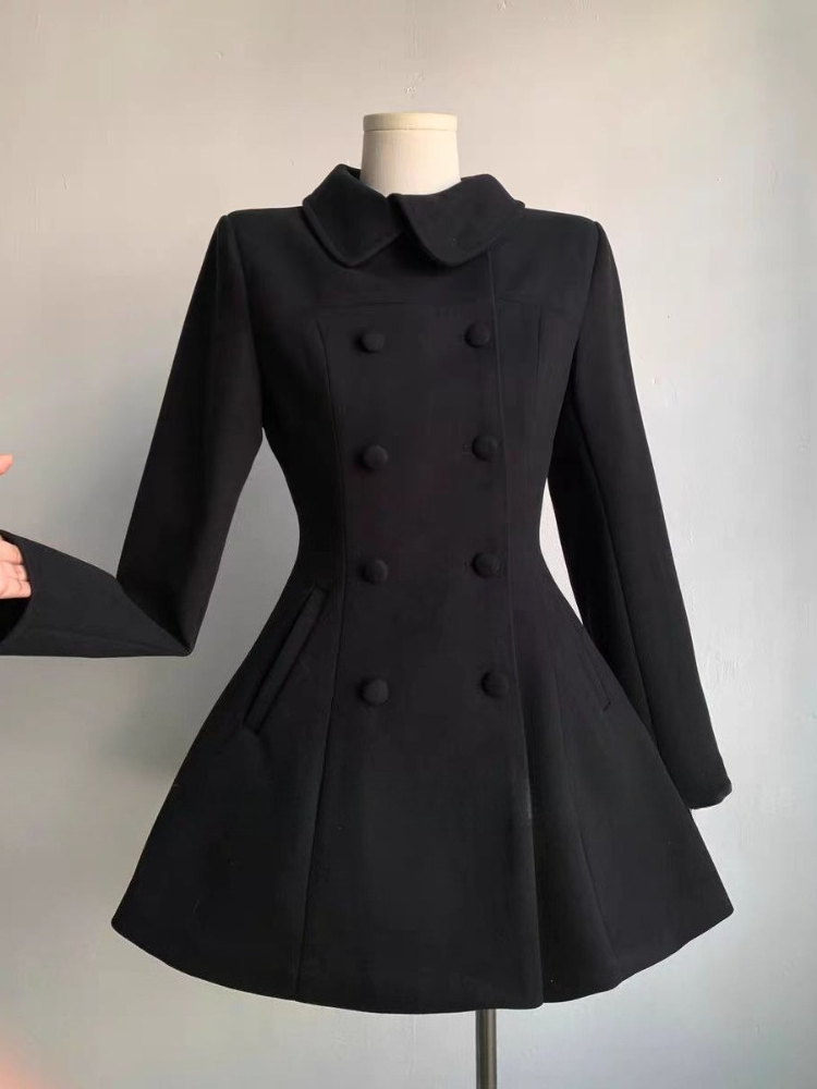 Wool Coat Peacoat - 겨울 여성 햅번 스타일 한국 스타일