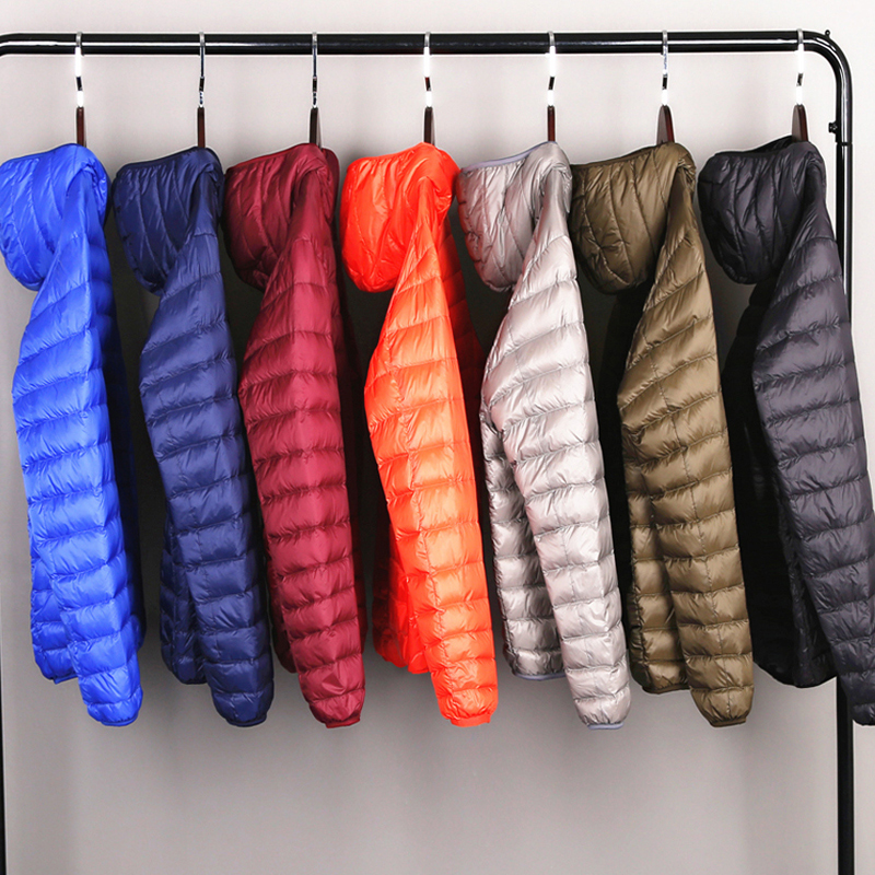 Down Jacket Packable - 남성용 초경량 패커블 다운 재킷, 방수