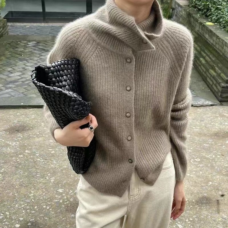 Wool Coat Peacoat - 터틀넥 카디건 숙녀 100% 순수 모직