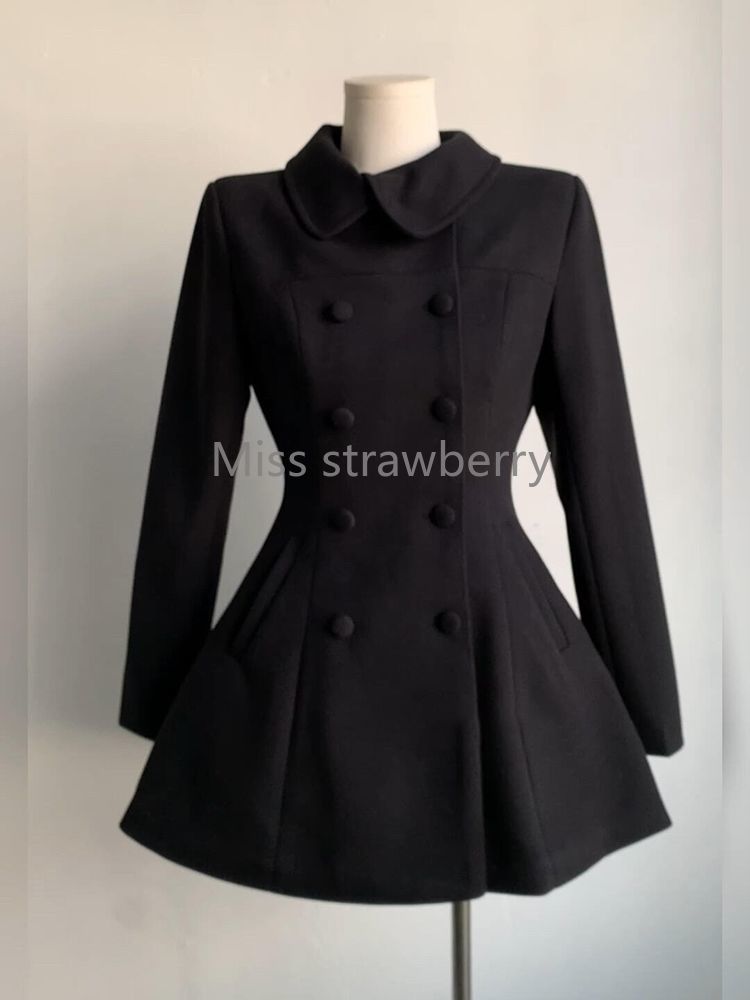 겨울 여성 햅번 스타일 한국 스타일 패션 슬림 블랙 모 - Wool Coat Peacoat 리뷰 및 가격