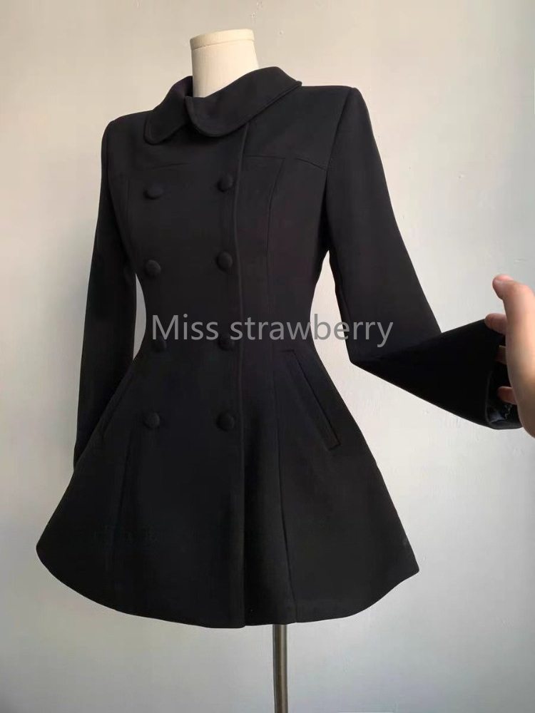 겨울 여성 햅번 스타일 한국 스타일 패션 슬림 블랙 모 - Wool Coat Peacoat 리뷰 및 가격