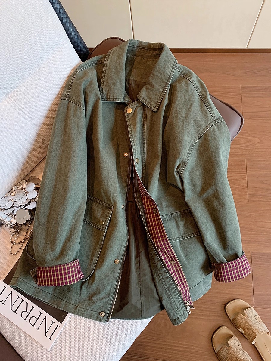 빈티지 아미 그린 데님 재킷 여성용 체크 패치워크 오버 - Down Jacket Packable 리뷰 및 가격