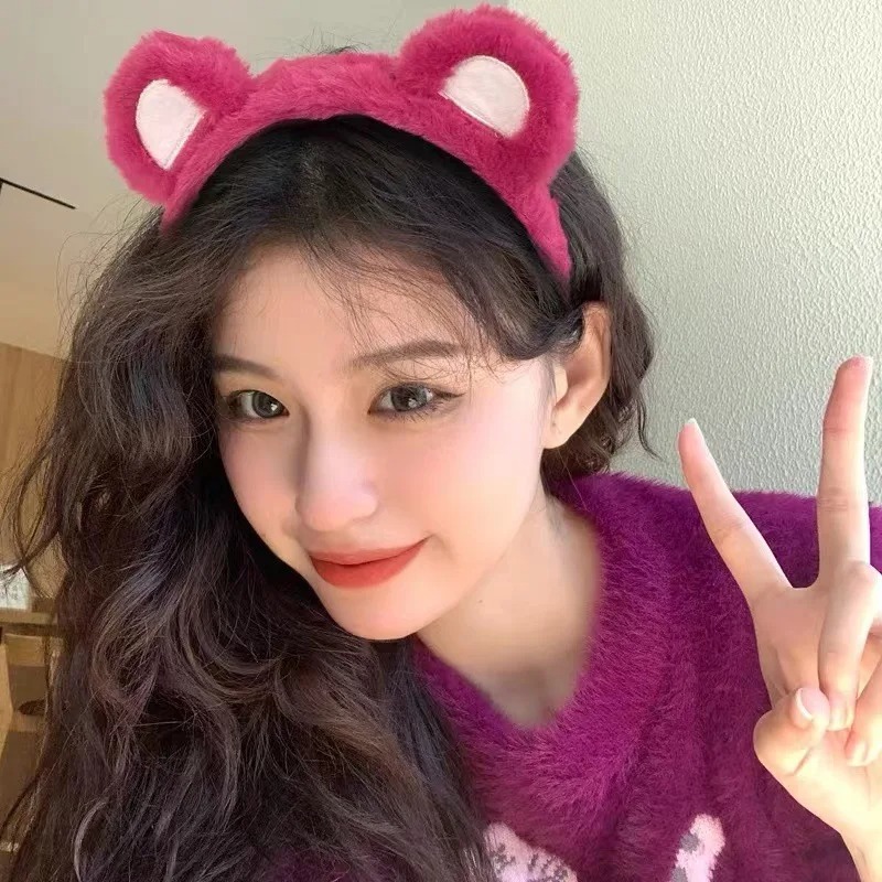 1-5PCS 귀여운 딸기 곰 플러시 헤어 후프 여성 가 - Winter Headband Fleece 리뷰 및 가격