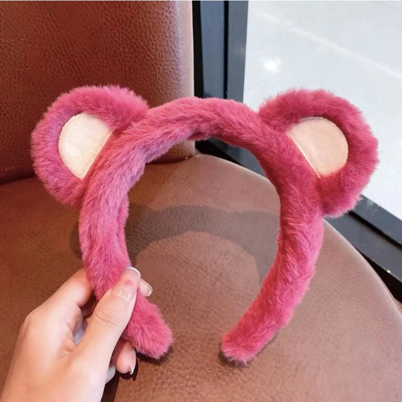 1-5PCS 귀여운 딸기 곰 플러시 헤어 후프 여성 가 - Winter Headband Fleece 리뷰 및 가격