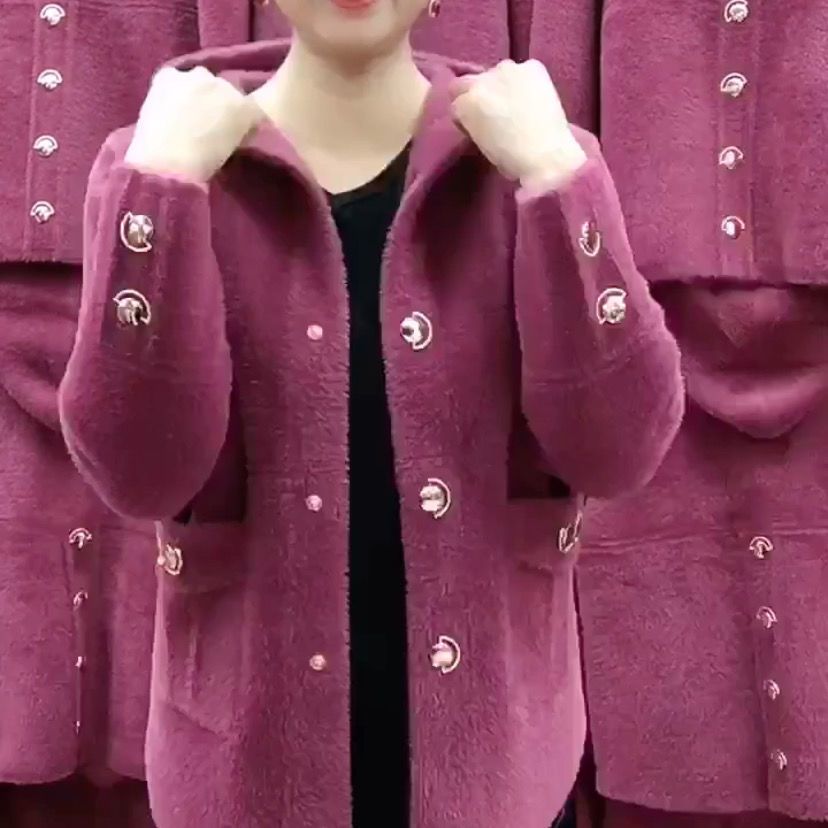 중년 노인 어머니 모조 밍크 벨벳 코트, 가을 겨울 두 - Wool Coat Peacoat 리뷰 및 가격