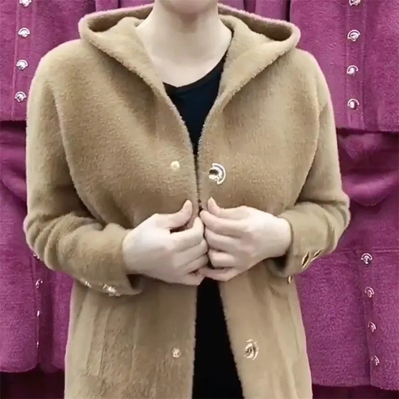 중년 노인 어머니 모조 밍크 벨벳 코트, 가을 겨울 두 - Wool Coat Peacoat 리뷰 및 가격