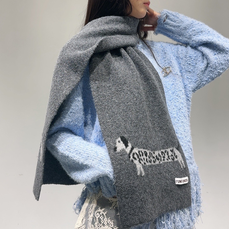 한국 버전 울 혼방 강아지 자카드 스카프 여성 남성 따 - Wool Scarf Men 리뷰 및 가격