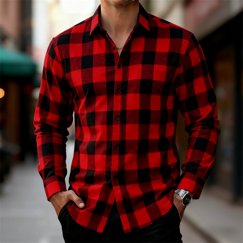 남성용 클래식 레드 및 블랙 플래드 긴팔 셔츠, 다양한 - Flannel Shirt Lined 리뷰 및 가격
