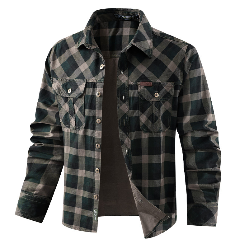 남성 레트로 워크웨어 체크 셔츠 순면 멀티 포켓 캐주얼 - Flannel Shirt Lined 리뷰 및 가격