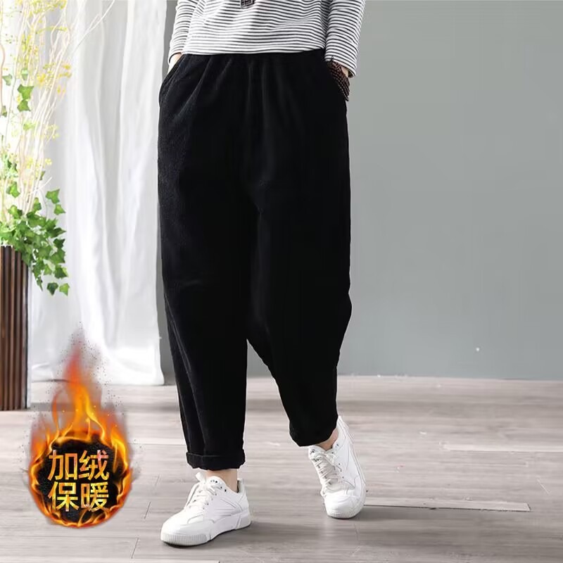 여성 코듀로이 하렘 바지 신축성 있는 허리 플리스 안감 - Corduroy Pant Warm 리뷰 및 가격