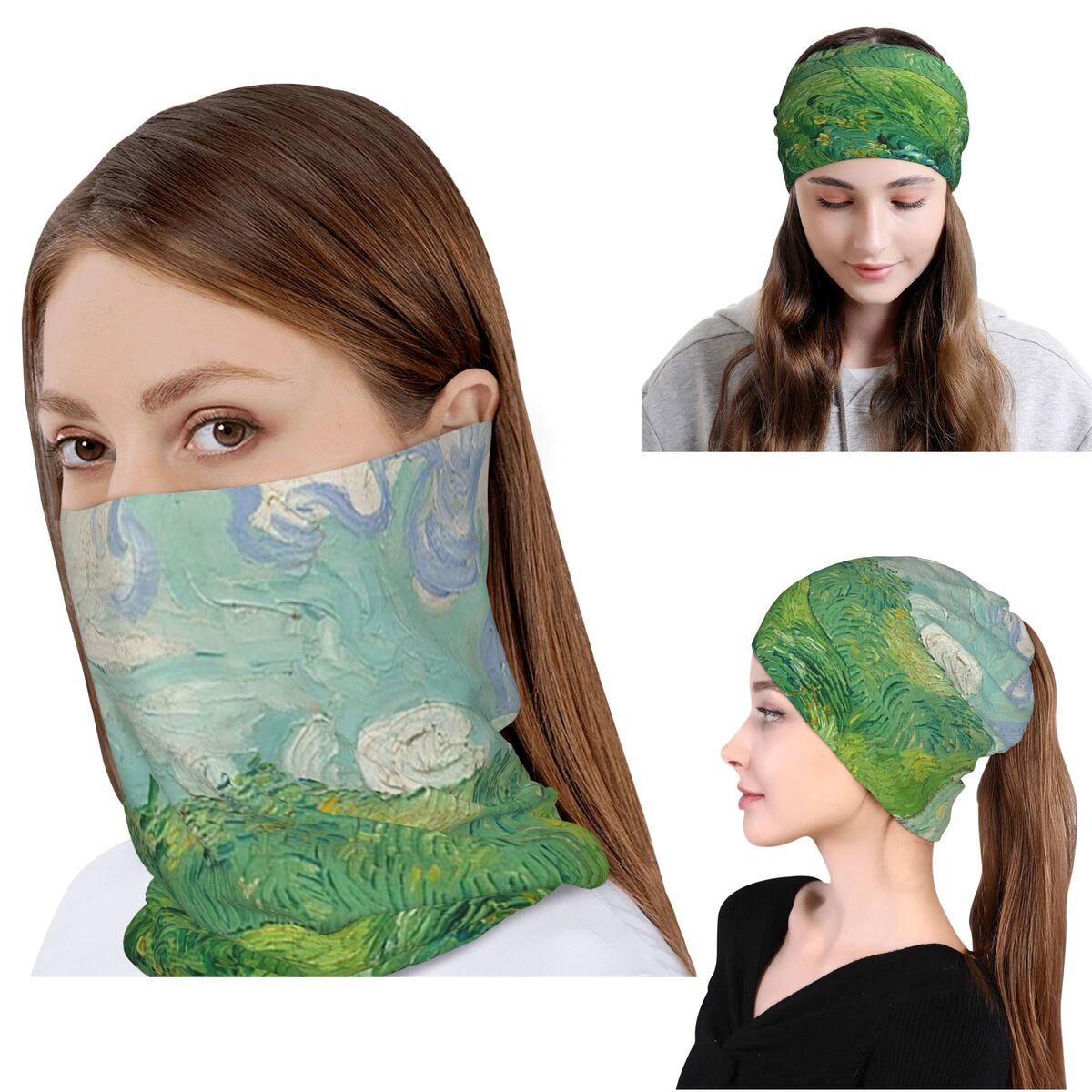 녹색 밀밭, 오베르, 빈센트 반 고흐 반다나 넥 게이터 - Knit Beanie Hat Warm 리뷰 및 가격