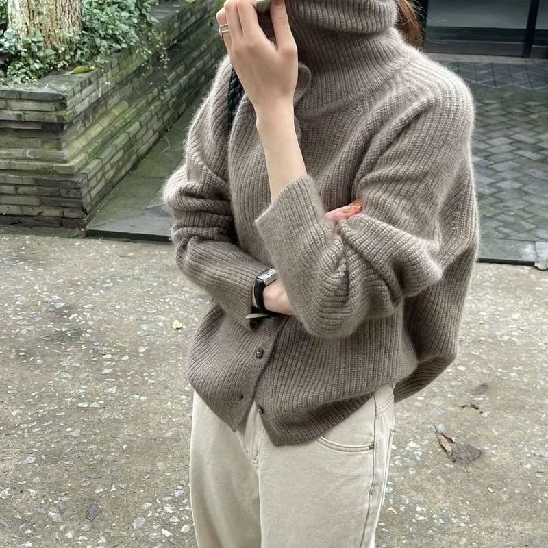 터틀넥 카디건 숙녀 100% 순수 모직 스웨터 가을,  - Wool Coat Peacoat 리뷰 및 가격